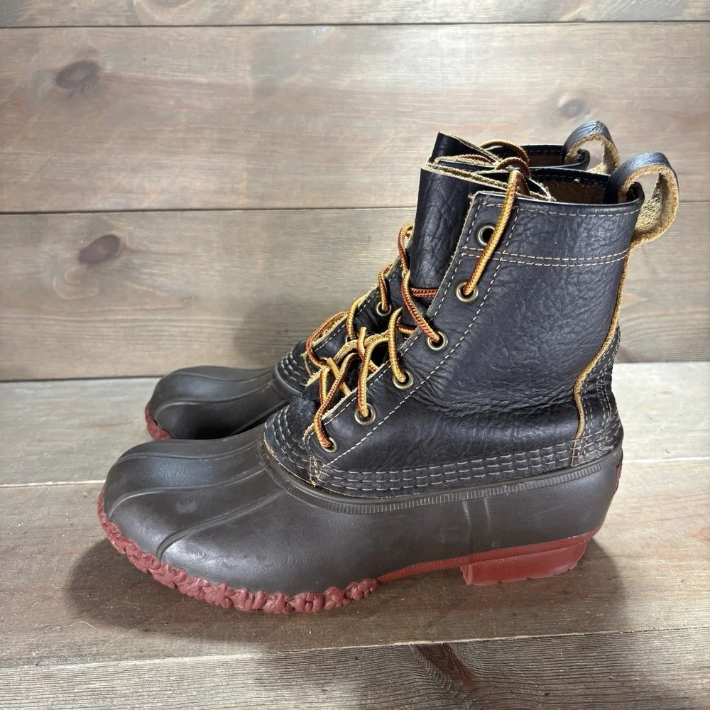 Ll bean duck boots womens size 7 shoes brown bison leather waterproof hunting